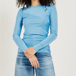 Mm6 Madison Mariela Blue Striped Long-Sleeve Women’s Top